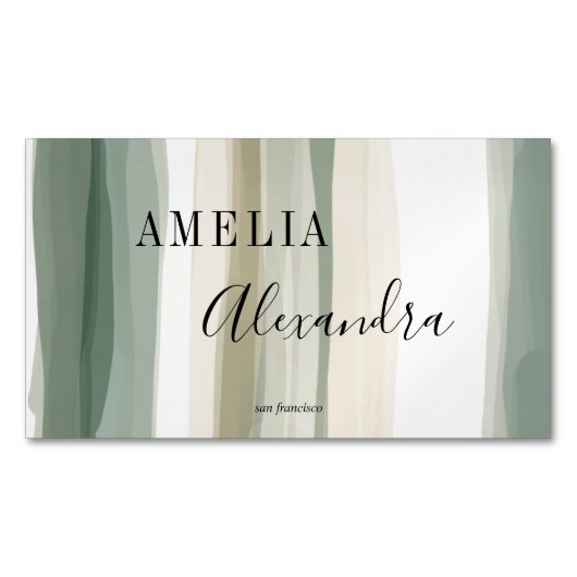 Carte De Visite Magnétique tonalité terrestre Boho Retro Script Lignes Abstra (devant)