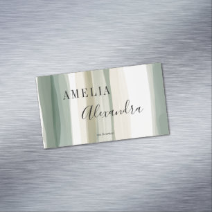 Carte De Visite Magnétique tonalité terrestre Boho Retro Script Lignes Abstra