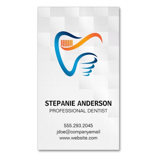 Carte De Visite Magnétique Tooth Brush and Tooth Logo | Dental (devant Vertical)