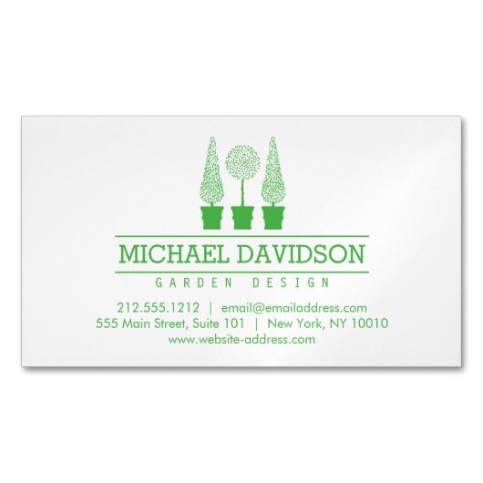 Carte De Visite Magnétique Topiary Trio Gardener Landscaping vert clair (devant)