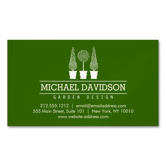 Carte De Visite Magnétique Topiary Trio Gardener Paysage Vert/Blanc (devant)