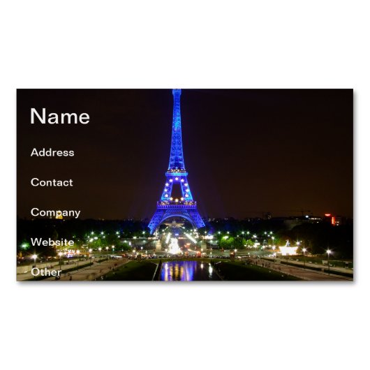 Carte De Visite Magnétique Tour Eiffel la nuit, Paris (devant)