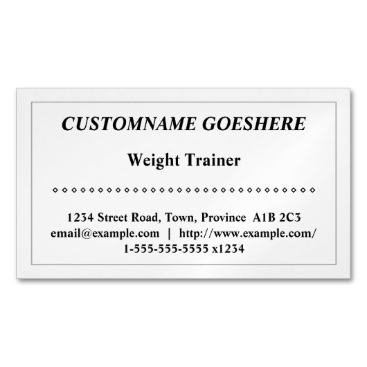 Carte de visite magnétique traditionnel du formate (devant)