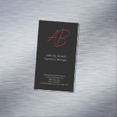 Carte De Visite Magnétique Trendy Minimalist Modern Monogrammed Plain Black (In Situ)