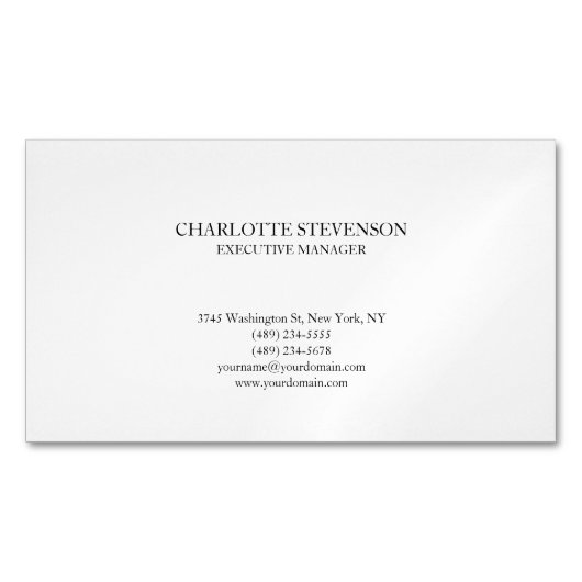 Carte De Visite Magnétique Trendy Professional White Plain Simple Minimalist (devant)