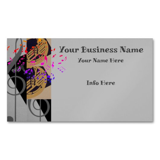 Carte De Visite Magnétique Tuba Et Music Notes (devant)