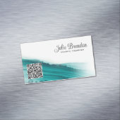 Carte De Visite Magnétique Turquoise Aquarelle Script personnalisé (In Situ)