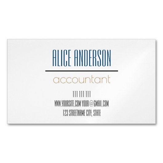 Carte De Visite Magnétique Turquoise simple géométrique moderne comptable ent (devant)