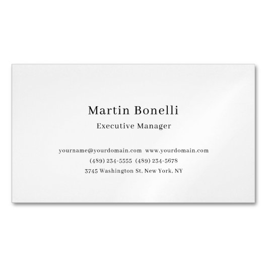 Carte De Visite Magnétique Ultra épais noir et blanc tendance minimal (devant)