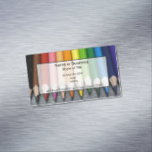 Carte De Visite Magnétique Une rangée de crayons de couleurs vives. (In Situ)