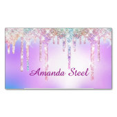 Carte De Visite Magnétique Unicorne rose mignonne Parties scintillant arc-en- (devant)