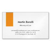 Carte De Visite Magnétique Unique Classique Simple Orange & Blanc (devant)