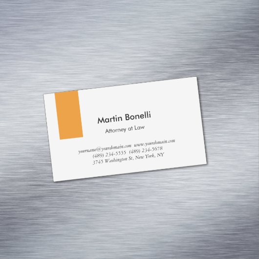 Carte De Visite Magnétique Unique Classique Simple Orange & Blanc (In Situ)