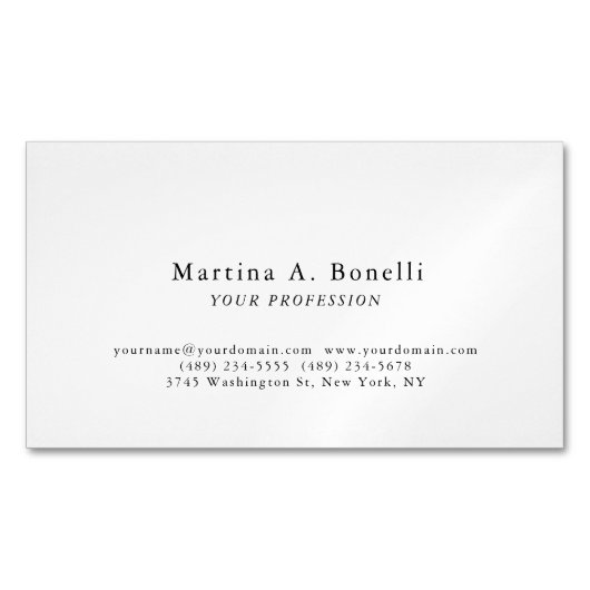 Carte De Visite Magnétique Unique Élégant Plain Simple Spécial (devant)