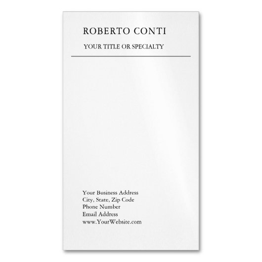 Carte De Visite Magnétique Unique minimaliste moderne (devant Vertical)
