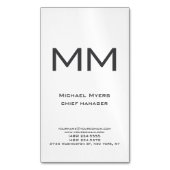 Carte De Visite Magnétique Unique plain simple black & white monogram (devant Vertical)