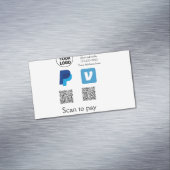 Carte De Visite Magnétique Venmo paypal scan pour payer ajouter q r code logo (In Situ)
