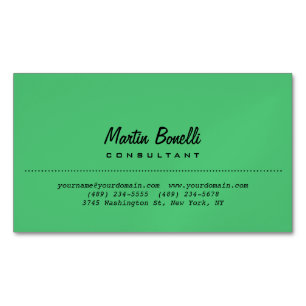 Carte De Visite Magnétique Vert émeraude Plain Calligraphie Nom Personnalisé