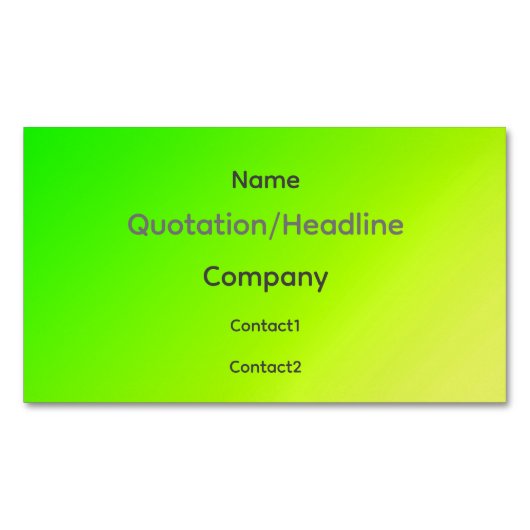 Carte De Visite Magnétique vert-jaune foncé fluorescent (devant)