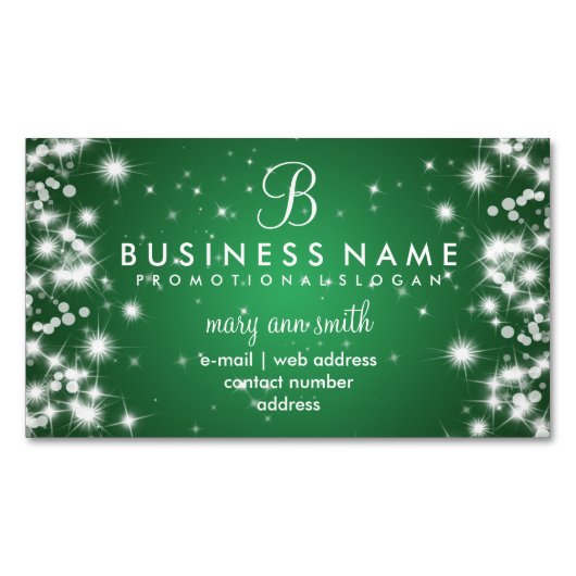 Carte De Visite Magnétique Vert simple professionnel de monogramme (devant)