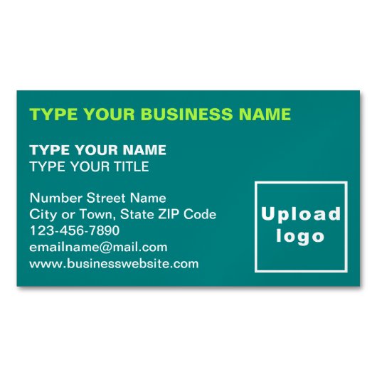 Carte de visite magnétique vert Turquoise aligné g (devant)