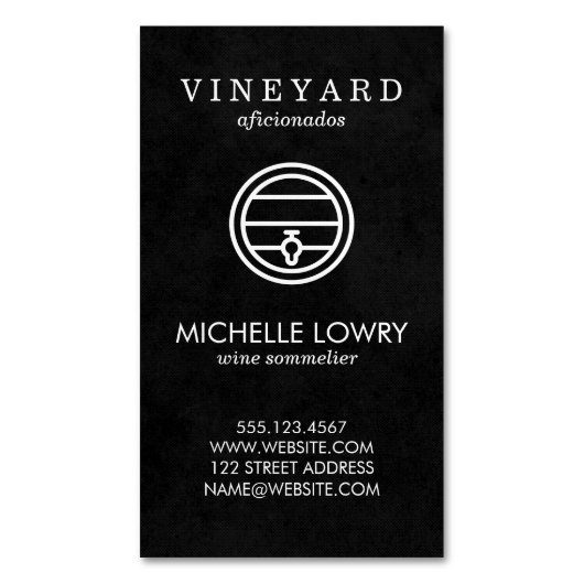 Carte De Visite Magnétique Vignoble Lux Black | Dégustation de vin (devant Vertical)