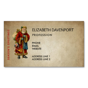 Carte De Visite Magnétique Vintage Noël Vieux Monde Père Noël