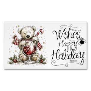 Carte De Visite Magnétique Vœux chaleureux de Noël ours polaire