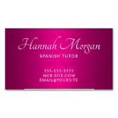 Carte De Visite Magnétique Wine Hot Pink Ombre Élégant Script (devant)