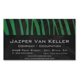 Carte De Visite Magnétique Zebra Black et Green Print