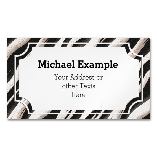 Carte De Visite Magnétique Zebra raye une texture transparente + vos idées (devant)