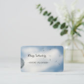 Carte De Visite Magnifique Belle Cool tendance Bleu Dandelion (Debout devant)