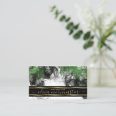 Carte De Visite Magnifique Black Emerald Gold Accent Fluid Art (Debout devant)