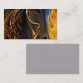 Carte De Visite Magnifique Cheval foncé Triptyque (Devant / Derrière)