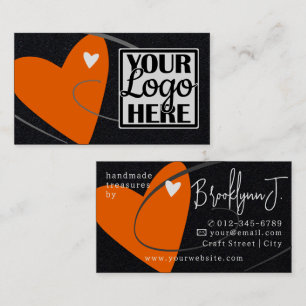 Carte De Visite Magnifique cœur d'amour néon orange pour logo de c