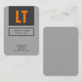 Carte De Visite Magnifique Monogramme Gris Gris Primé Plat (Devant / Derrière)