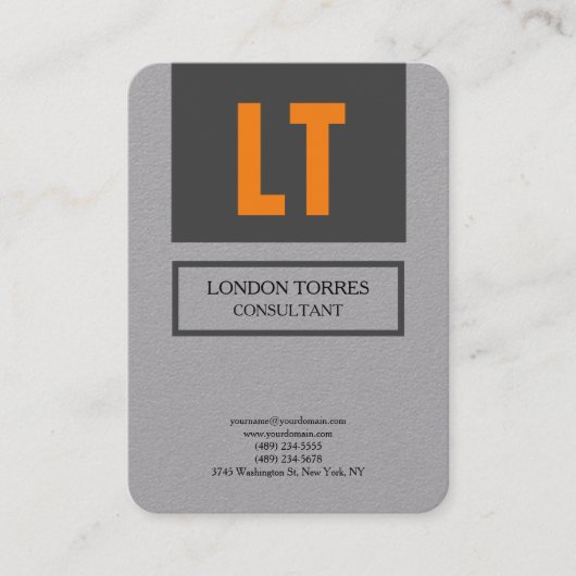 Carte De Visite Magnifique Monogramme Gris Gris Primé Plat (Devant)