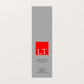 Carte De Visite Magnifique Monogramme Gris Rouge Blanc Plat (Extérieur déplié)