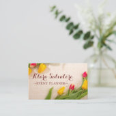 Carte De Visite Magnifique Superbe Tulipe Rouge Et Jaune (Debout devant)