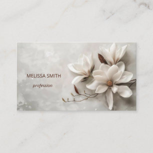 Carte De Visite Magnolia 3D Blanc Élégant