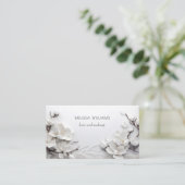 Carte De Visite Magnolia 3D Blanc Élégant (Debout devant)