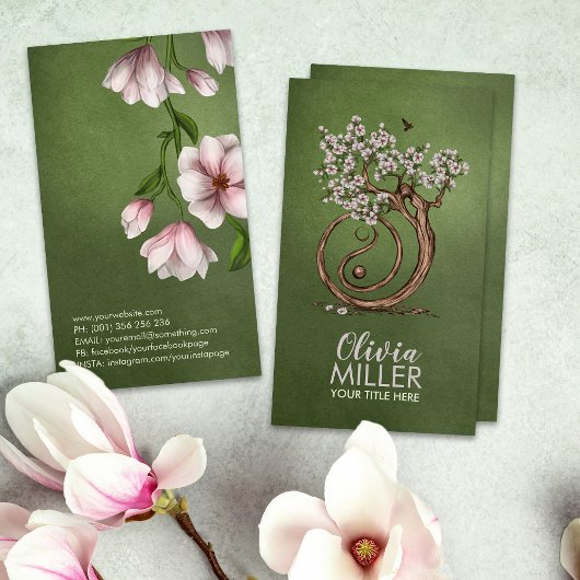 Carte De Visite Magnolia Blossom Yin Yang Tree