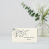 Carte De Visite Magnolia Crème Florale Moderne | Code QR  (Debout devant)