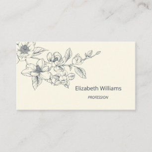 Carte De Visite Magnolia Crème Florale Moderne Code QR