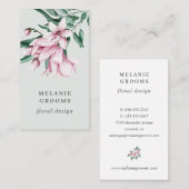 Carte De Visite Magnolia et Eucalyptus gris floral Botanique (Devant / Derrière)