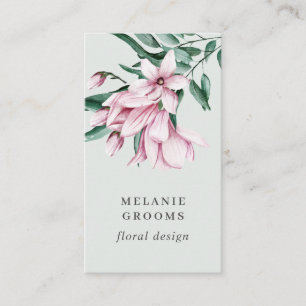 Carte De Visite Magnolia et Eucalyptus gris floral Botanique