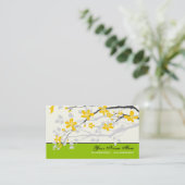 Carte De Visite Magnolia fleurs jaune citron vert floral (Debout devant)