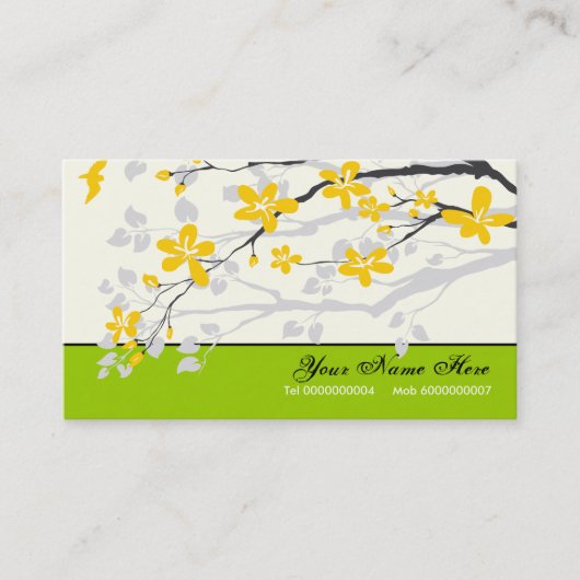 Carte De Visite Magnolia fleurs jaune citron vert floral (Devant)