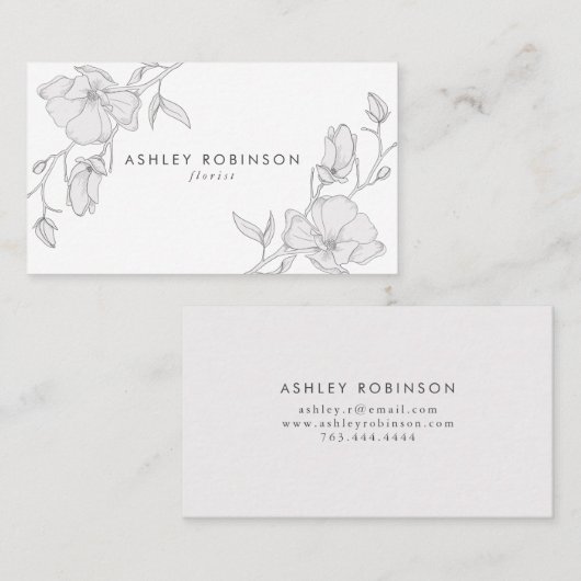 Carte De Visite Magnolia florale moderne (Devant / Derrière)