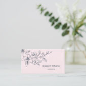 Carte De Visite Magnolia Rose Moderne Fleurie en Rose | Code QR (Debout devant)